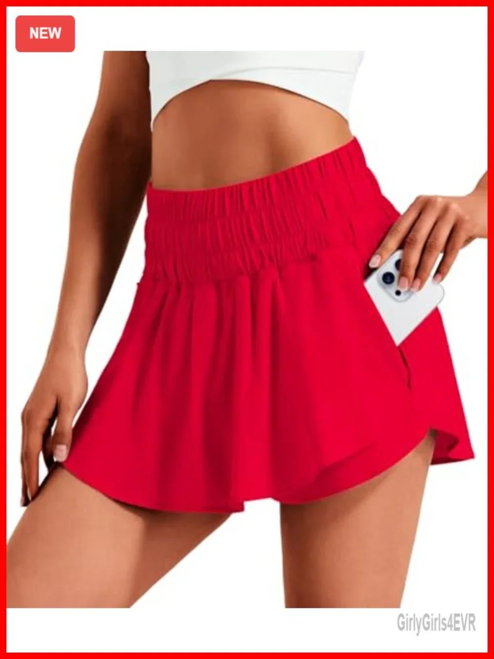 Women's High-Waisted Ruffle Tennis Skort with Pockets, Built-In Liner